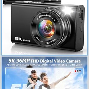 5K Ultra HD Digital Video Camera - Black